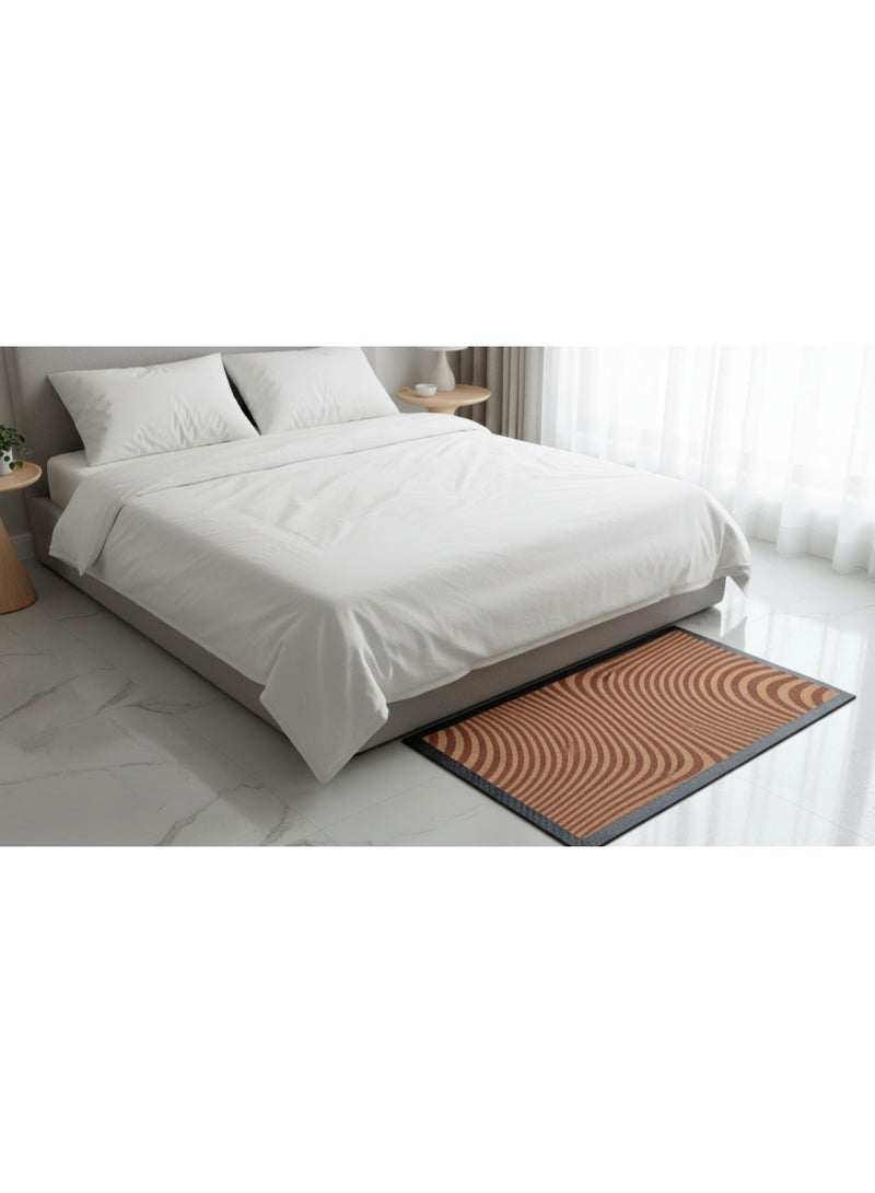 Soft & Fresh Set of 2 Heavy Duty Abstract Wave Coir Door Mat with Rubber Border – Non-Slip Indoor & Outdoor Entrance Mat – Brown/Beige - Image 2